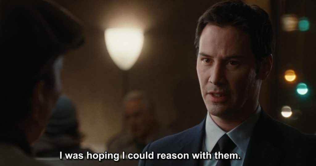 English subtitle displayed on the screenin a movie
