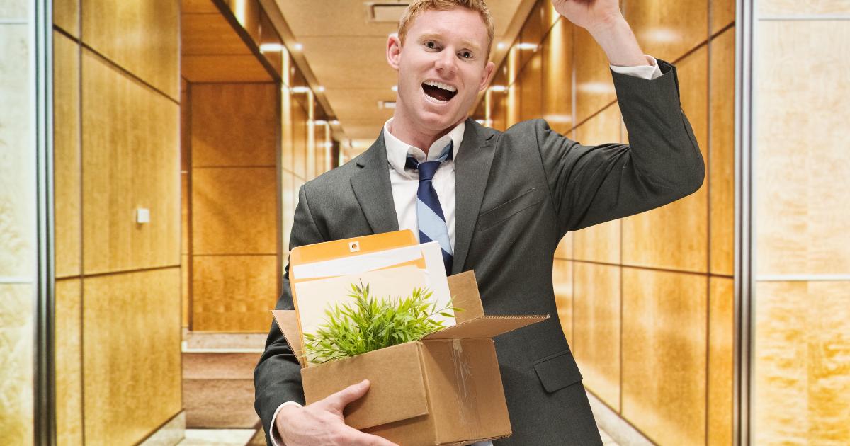 Employee happily leaving the company